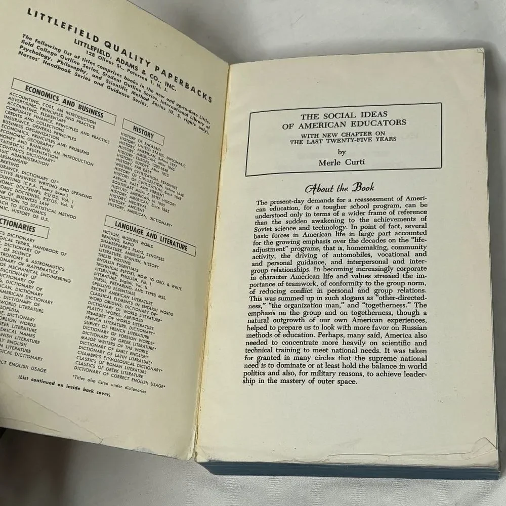 The‎ Social Ideas of American Educators by Merle Curti 1959 Edition